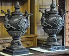 27-in. tall Bronze Urns w/Mermaid Figures