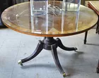Rnd. Glass, Banded & Inlaid Baker Table
