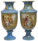 23.5 in.-Tall Hand-Painted.Sevres Urns