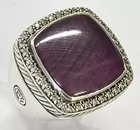 David Yurman Diam., Sterling Red Stone Ring