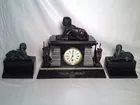 Egyptian Revival Black Mable Clock Set