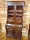 Walnut Cylinder Desk w/Burl Walnut Inlay