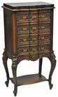 2 Antq. Thin Marble-Top Carved Cabinets
