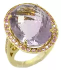 18K Amethyst Ring w/Pink Tourmalines