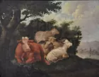 Oil on Wood, Antq. Painting of Cows