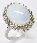 14K White Gold Opal & Diamond Ring