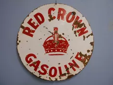 Porcelain 30 Red Crown Gasoline sign