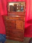 Cherry Highboy Chest w/Mirror 