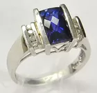 10K White Gold Sapphire & Diamd. Ring