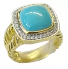 18K David Yurman Blue Turquoise Ring w/Dmds. 