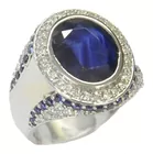 14K White Gold Ring w/Lg. Sapphire & Diamonds