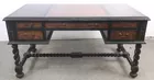 Maitland-smith Leather Insert Burl Top Bureau Plat