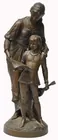 25 in. Antq. Bronze Woman & Girl sgd. Drouot