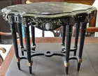 Small Antq. Black, Marble-Top Table