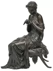 12-in. tall Bronze Sculpture, Lady w/Bird