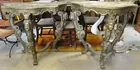 2 Period Ital.Hand-Cvd. Half Tables-as is