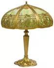 Antq. Slag Glass Panel Lamp