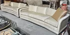 Contemp. Curved Beige Sofa & Pillow
