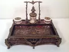 Gilt Brass Inlaid Marquerty Inkstand