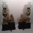 French Gilt Bronze Cherub Lamps