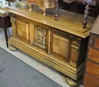 Antq. Carved Oak Low Cabinet 