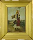Signed Antique Russian Painting of Serbian Maid