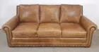 Rustic Lawson Style Leather Sofa, Nailhead Accents