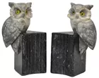 Pr. of Carved Marble Owl Bookends