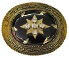 14K Victorian Blk. Enamel Pin w/Diamonds
