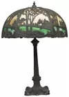 Lamp w/Dk. Metal & Slag Glass Shade