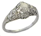 Antq. 18K White Diamond (1.02 ct.) Ring 