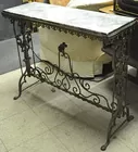 Wrought Iron Antq. Side Table w/Marble Top