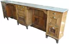 Long Oak Marble Top Barbershop Backbar