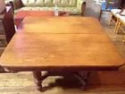Oak Farm Table w/4 Leaves - Ornate Base