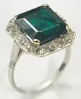 Platinum Emerald & Diamond Ring