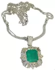 14K Pendant & Chain w/13 ct. Emerald and Diamonds 
