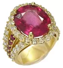 18K Ring w/15.05 carat Ruby & 2.5 cttw. Diamonds