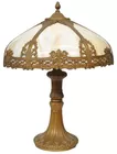 Antq. Gold Colored Slag Glass Lamp