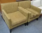 Pr. of Vintage Dunbar Cloth Upholstered Armchairs
