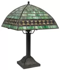 Antq. Green Leaded Glass Lamp 