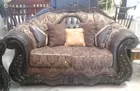 Traditional Camelback Love Seat W/ Leather Accents
