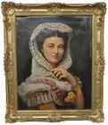 Antq. Oil Portrait of a Young Lady