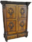 Lg. Antq. Oak Cabinet w/Column Sides