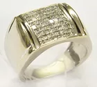 14K White Gold Men's Diamond Ring