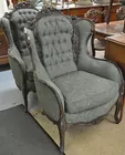 Pr. of French Cvd. Wing Chairs