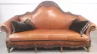Camelback Leather Riveted Cabriole Sofa