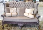 Tufted Chippendale Style Wingback Riveted Settee