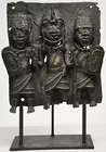 African Bronze Plaque w/3 Warriors
