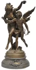 Fr. White Metal Woman w/Cupid Sculpture