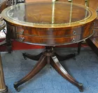 34-in diam. Leathertop Drum Table